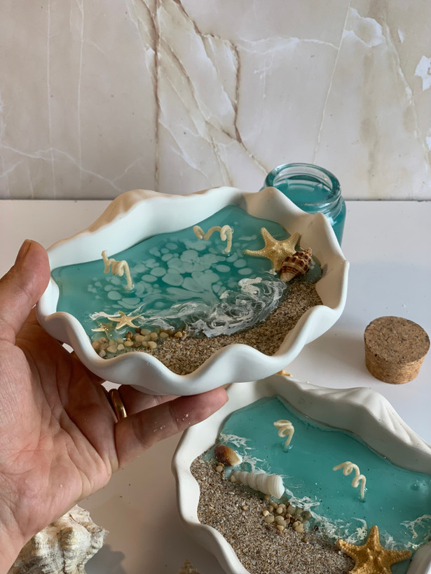 شمع دریایی با ظرف صدف