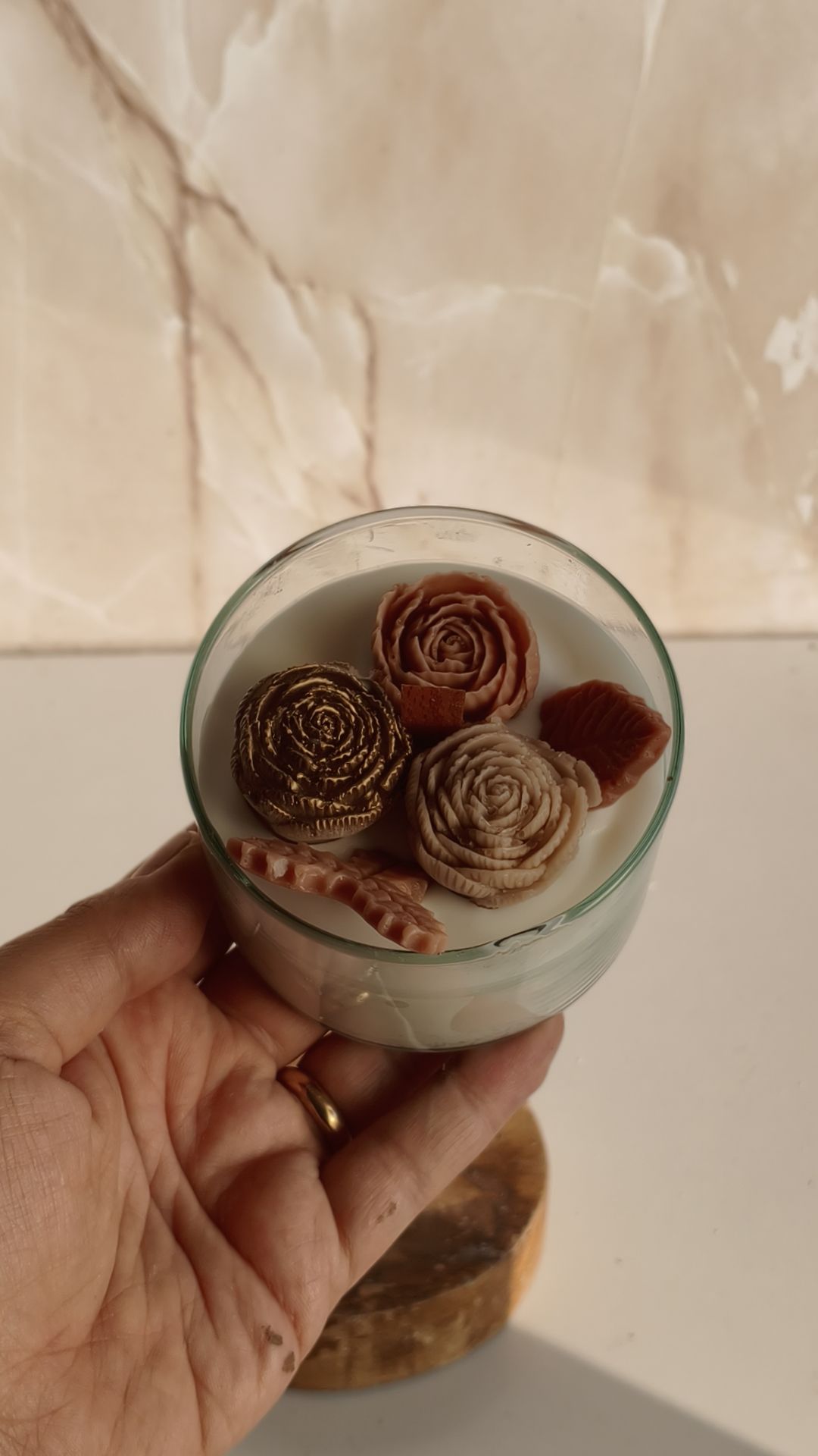 شمع شیشه ای 3 گل